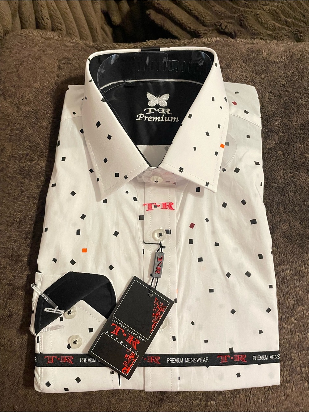Men’s White Geo Print Button-Down Shirt